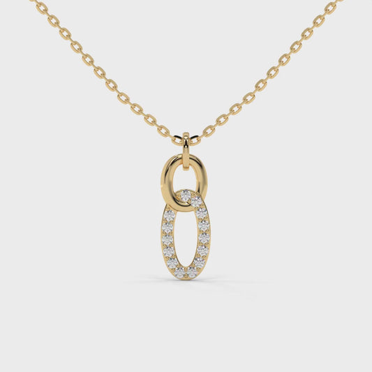0.084 CTW Pavé Diamond Link Charm Necklace – 14K / 18K Gold Options