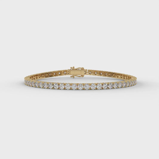 5.00 CTW Lab-Grown Diamond Tennis Bracelet – 3mm DE VS+ Rounds, 14K Gold, Multiple Lengths