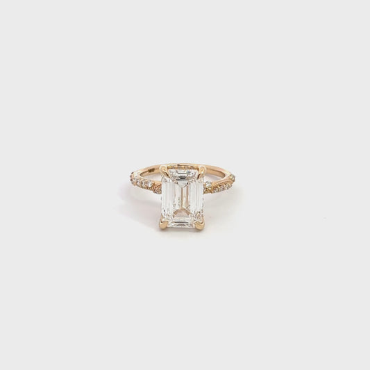3.86CT E VVS2 Emerald Lab Grown Vintage Engagement Ring
