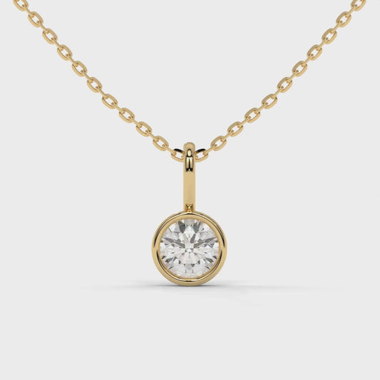 0.50 CTW Round Lab-Grown Diamond Bezel Pendant in 14K / 18K Yellow Gold Options