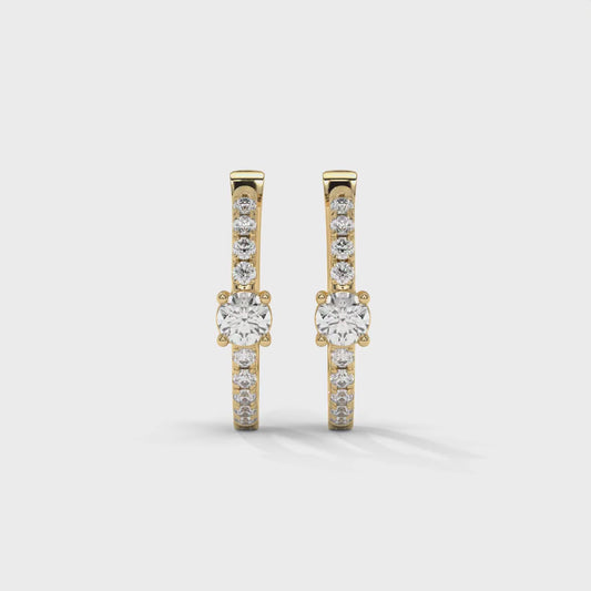 Hoop Lab-Grown Diamond Pave Stud Earrings – E–F VS1/VS2, 14K / 18K Gold Options