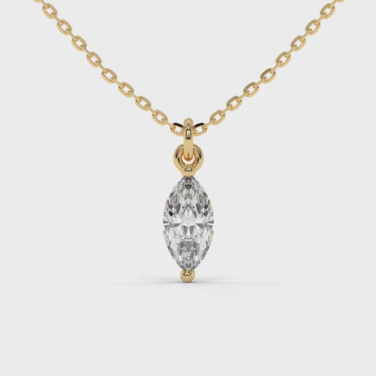 0.50 CTW Lab-Grown Diamond Marquise Link Chain Pendant in 14K / 18K Gold Options