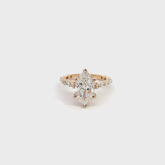 3CT Dutch Marquise Engagement Ring with Floating Cathedral Mount – 14K Gold (4CTW)