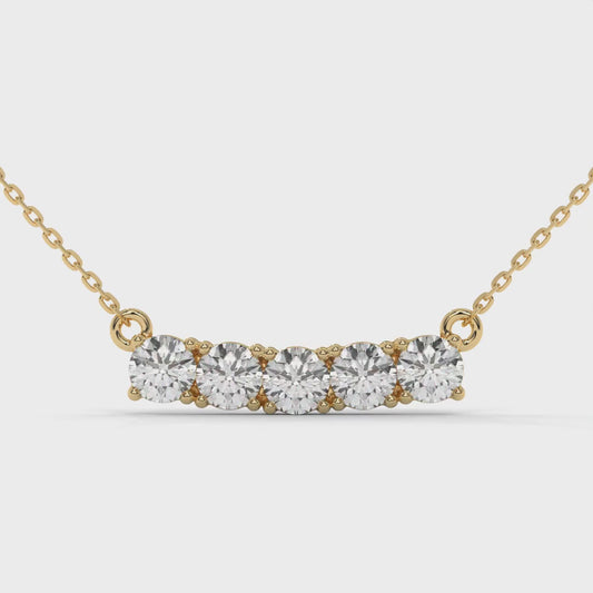 1.50 CTW Round Lab-Grown Diamond 5 Stone Pendant in 14K / 18K Gold Options