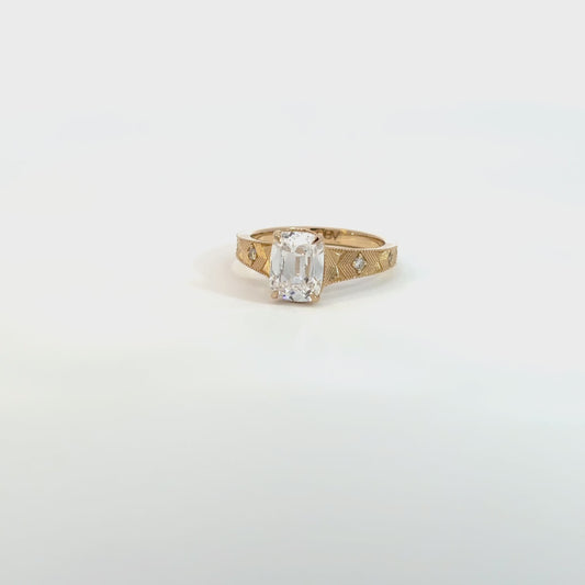 2CT Old Mine Cushion Mounted in a 14K Yellow gold Band