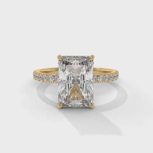 4.37 CTW Radiant Lab-Grown Diamond Engagement Ring – 4.00 CT E VVS2 Center with Round Accents, 14K Gold