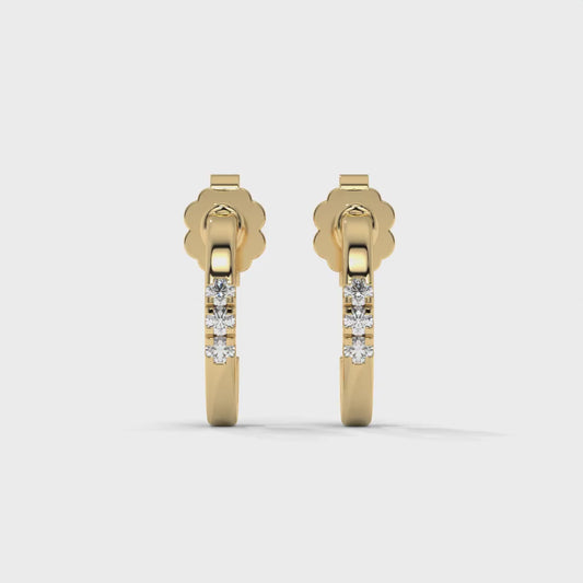 Huggie Lab-Grown Diamond Pave Stud Earrings – E–F VS1/VS2, 14K / 18K Gold Options