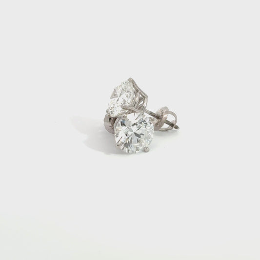 4.00 CTW E VVS2 Round Lab-Grown Diamond Stud Earrings – IGI Certified – 14K White Gold (Screw Backs)