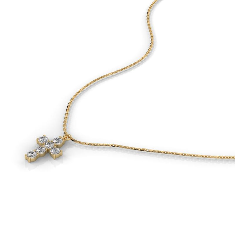 1 CTW Classic Round Lab-Grown Diamond Cross Pendant in 14K / 18K Gold Options