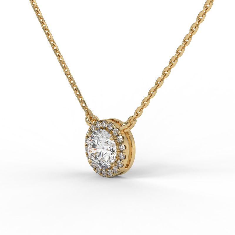 1 CTW Round Lab-Grown Diamond Halo Pendant in 14K / 18K Gold Options