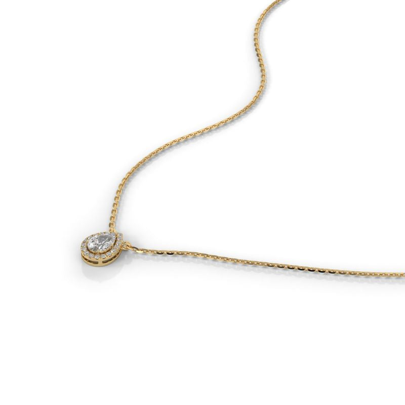 0.6 CTW Pear & Round Teardrop Lab-Grown Diamond Necklace in 14K/ 18K Gold Options